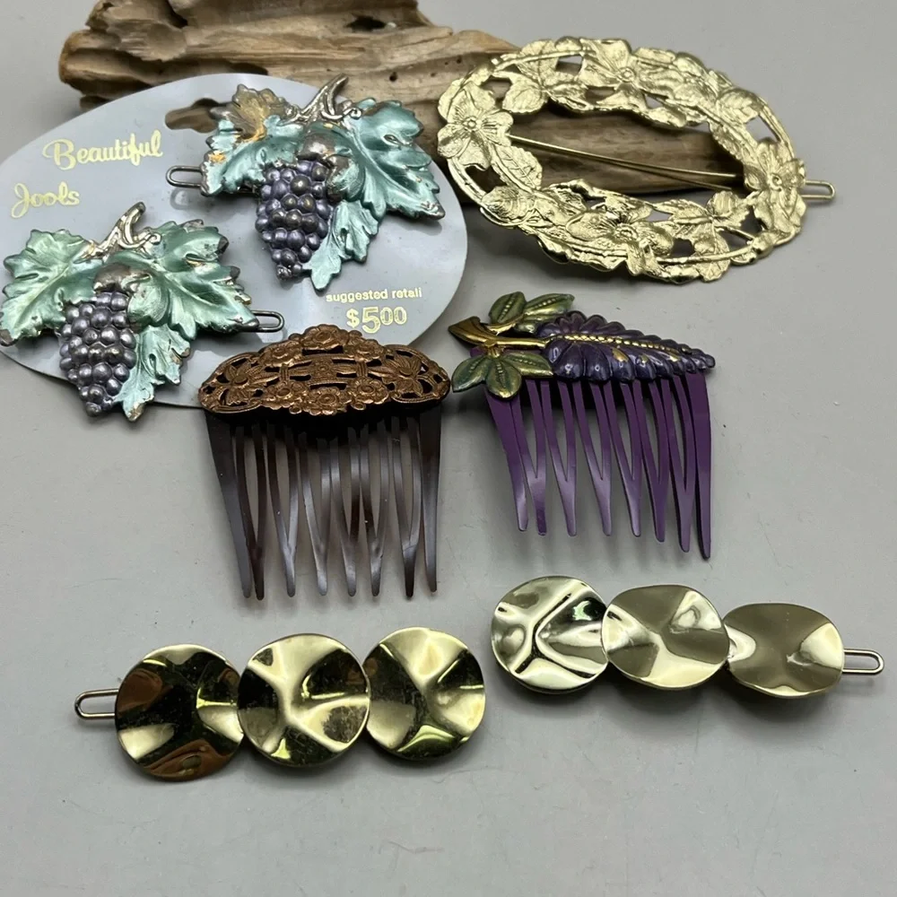 Elegant Gold and Purple Hair Accessories Set